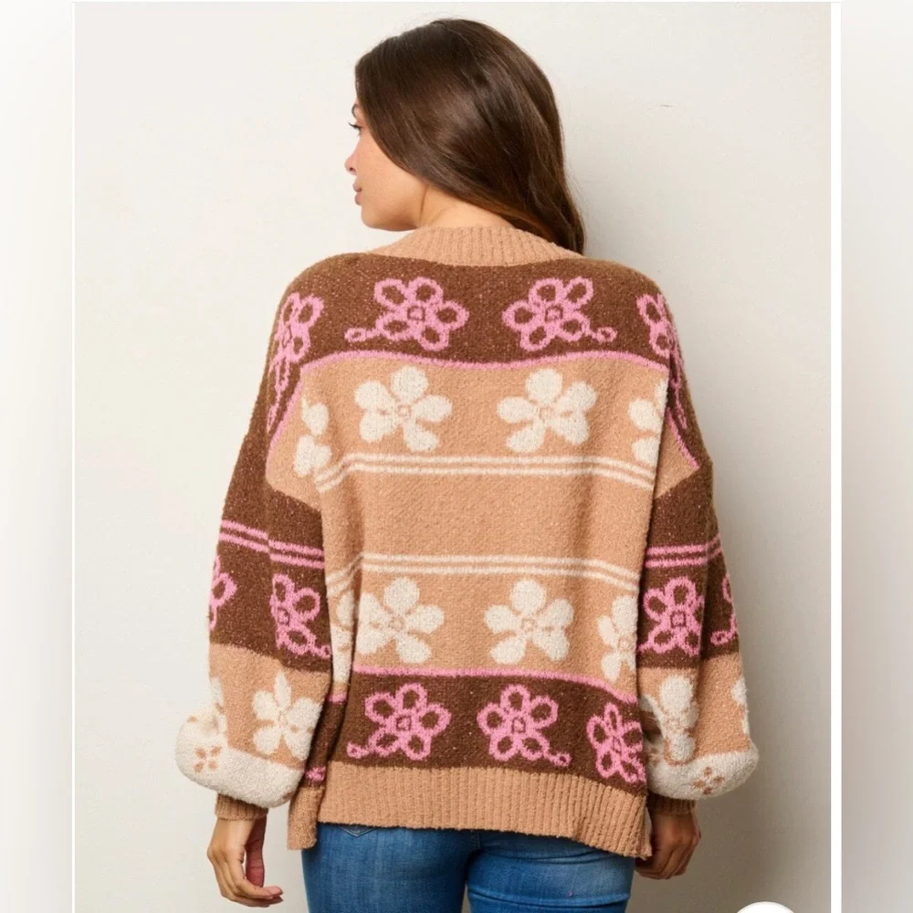 LAST 3️⃣WOMEN'S LONG SLEEVE OPEN FRONT MULTI PRINT CARDIGAN SWEATER
Taupe/Mocha - Picture 2 of 2
